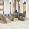 Garden Sofa Set with Cushions 11 Pcs Beige and Light Grey