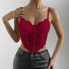 Sexy Lace Steel Ring Diamond Fishbone Top with Exposed Navel Perspective, Spicy Girls Slim Fit Women’s Corset Tops