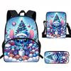Stitch Kids School Backpack Set Elementary Students Oxford Fabric Ergonomic Design Printed Cartoon 3-Piece Bundle