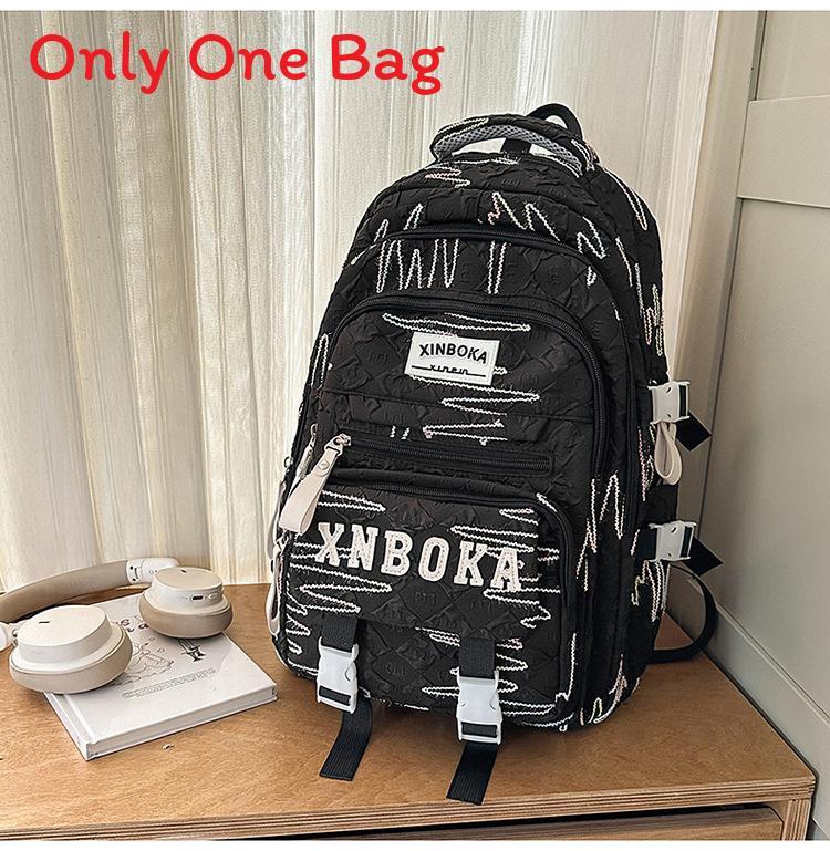 

Style Girls Backpack With Multiple Compartments And Nylon Material For School Learning чёрный