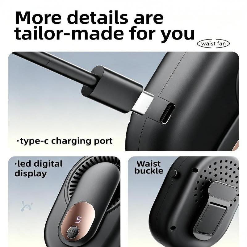 Portable Rechargeable Neck Fan 5 Adjustable Speeds Long Lasting Airflow For Outdoor Travel Office Use