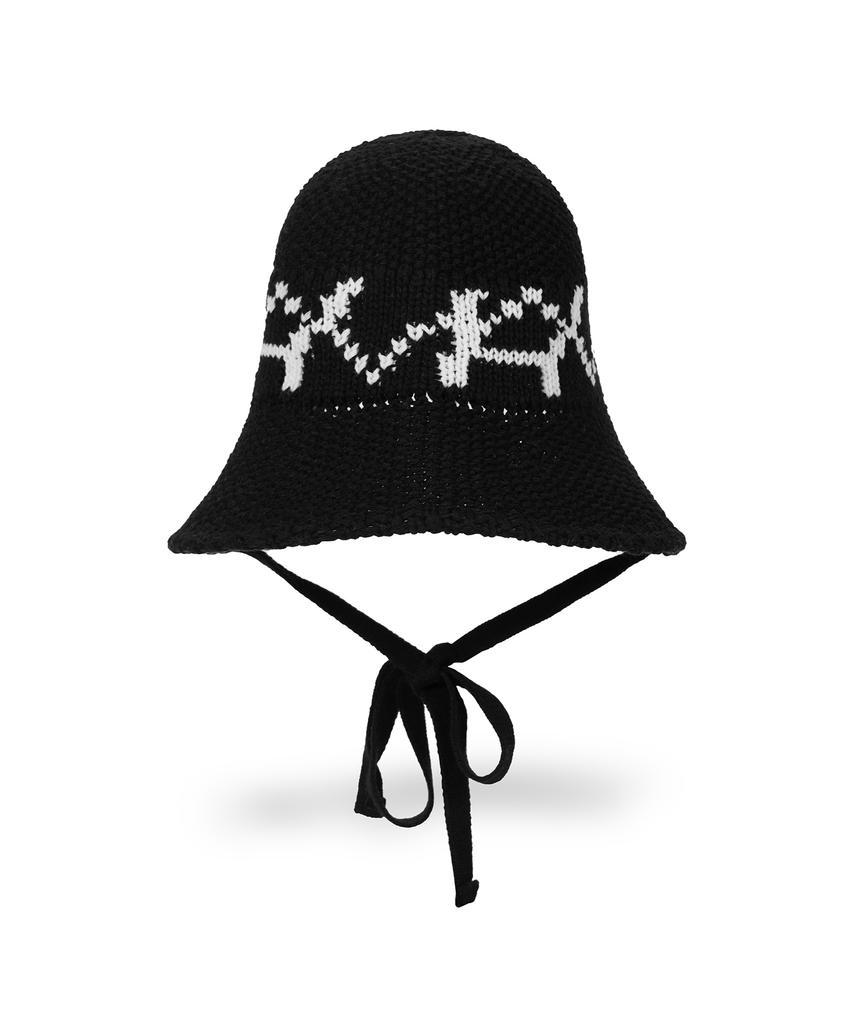 Bajal Va Digital Logo Cozy Knit Bonnet Hat Black/White