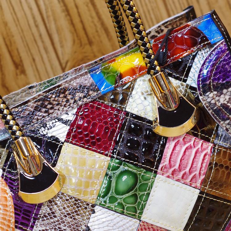 Leather Women'S Handbag Tide Bag Cowhide Snake Sequins Handmade Women'S Bag Crossbody Handbag