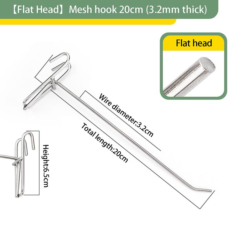 10Pcs 5-25Cm Screen Hooks Supermarket Stainless Steel Grid Hooks 3.2Mm Thickness Wire Mesh Hanging Hooks For Screen Grid