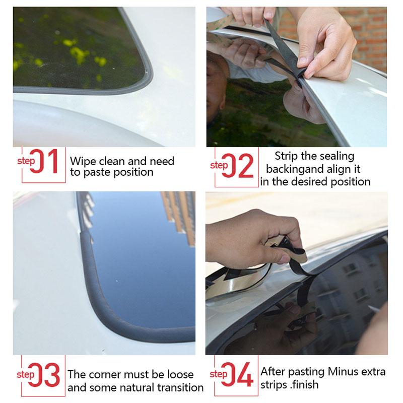 Car Ceiling Seal Strip Waterproof Roof Rubber Weather Strip 15mm Windshield Seal Stripping Leak-Proof Trim Accessories