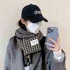 Elegant Women’s Winter Scarf Thick Knit Fashionable Houndstooth Soft Windproof Warm Black White Beige Brown Casual and Stylish