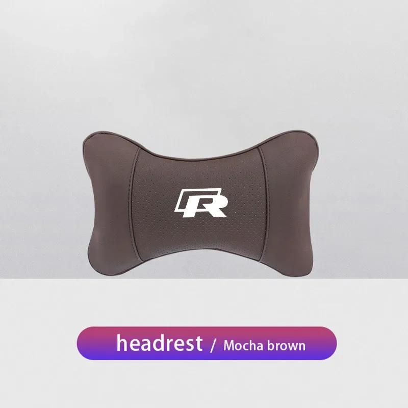 1Pcs Car Seat Headrest Auto Logo Neck Head Pillow Tools For VW R Line GTI Atlas Jetta Touareg Variant Golf Polo Taos PassatAL6