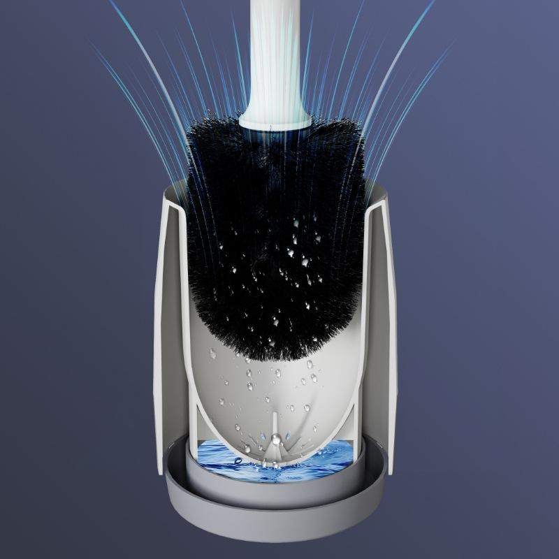 Plastic Toilet Brush with Base Set, Household Toilet Brush Without Blind Spots, Nylon Bristle Bathroom Cleaning Brush