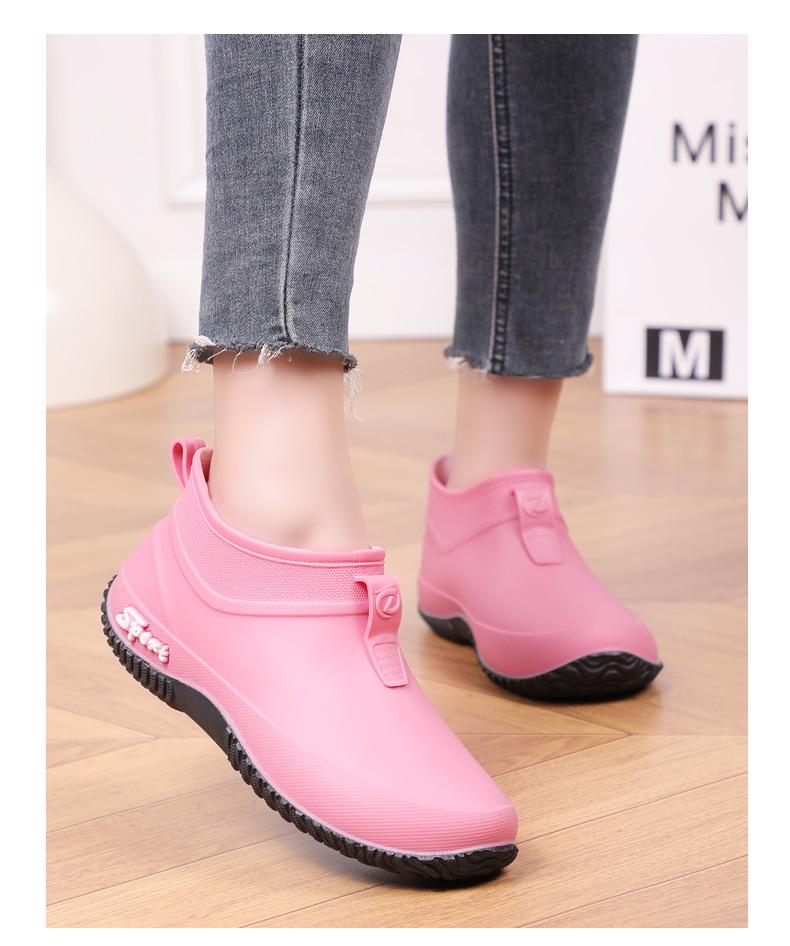 Women's Waterproof Non-Slip Short Rain Boots - Thick-Soled, Dirt-Resistant, Low-Cut, Soft-Sole Rubber Shoes for Kitchen and Outdoor Use.