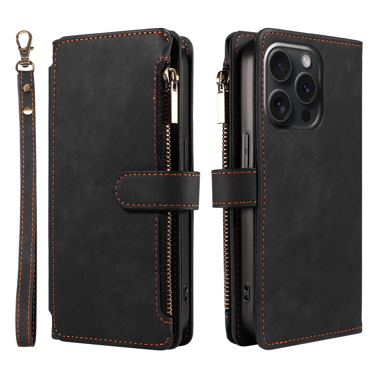 

PU Leather Phone Case for Samsung GalaxyZ Fold 3 Z Fold 4 Z Fold 5 Z Fold 6 Lanyard & Stand Multi-card Slot Shockproof Fashion Galaxy Z Fold3 5G чёрный