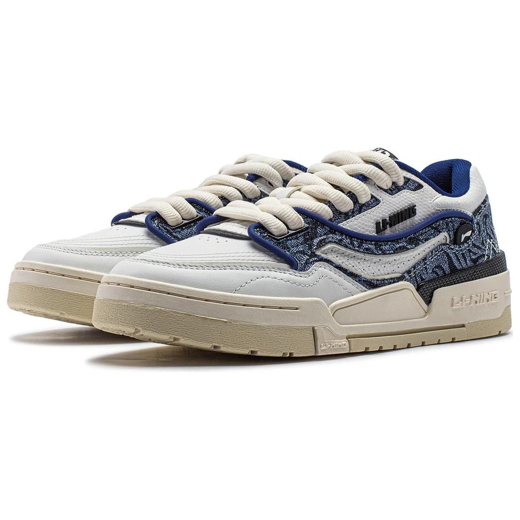 Li-Ning Classic Fashion Durable Non-Slip Low-Top Skate Shoes Women Sneakers White Blue AGCU036-2