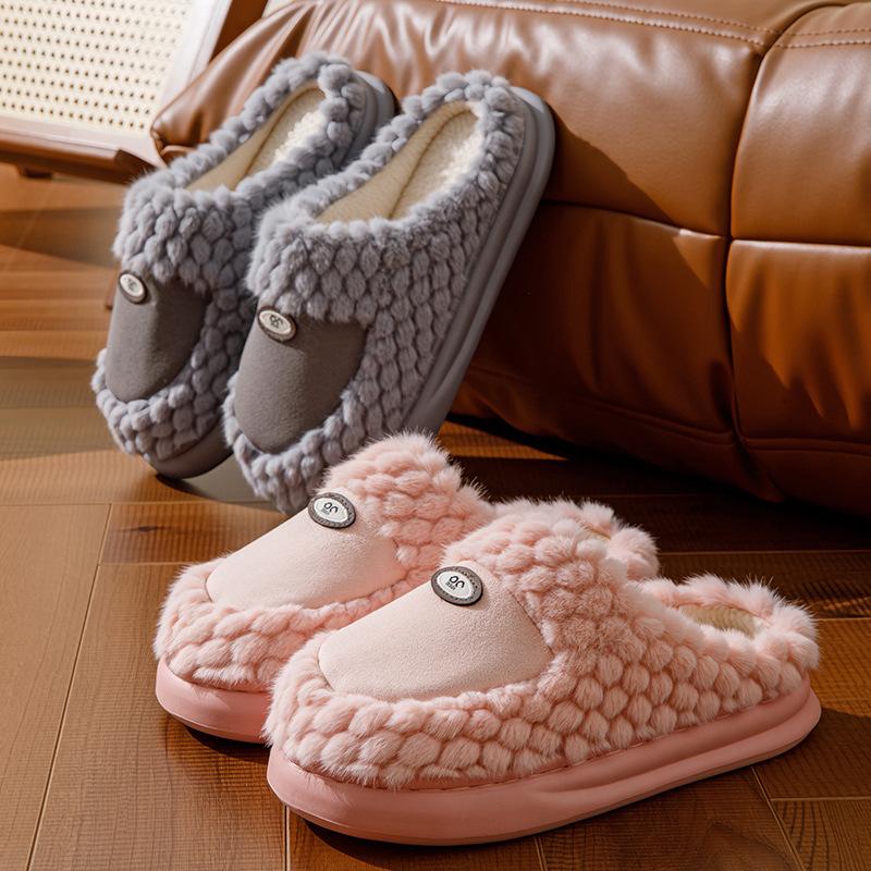 New home cotton slippers autumn and winter thick-bottomed comfortable cotton mop splicing design fleece warm fluff mop