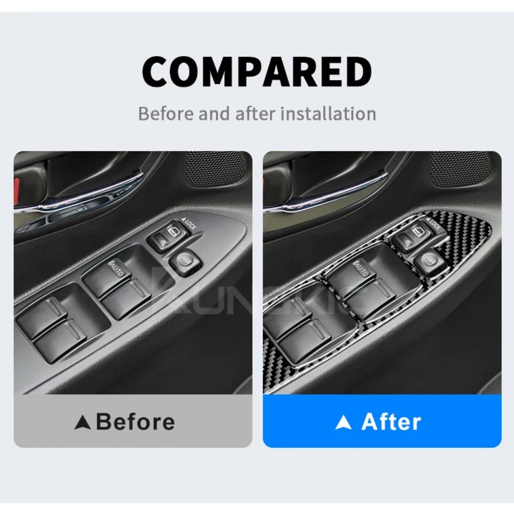 For Subaru Impreza STI 2002-2004 Carbon Front Rear Door Window Lift Panel Trim Anti Scratch Interior Door Decor Car Accessories