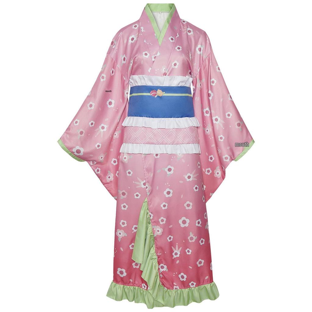 Nezuko Kamado Pink Kimono Cosplay Costume for Halloween