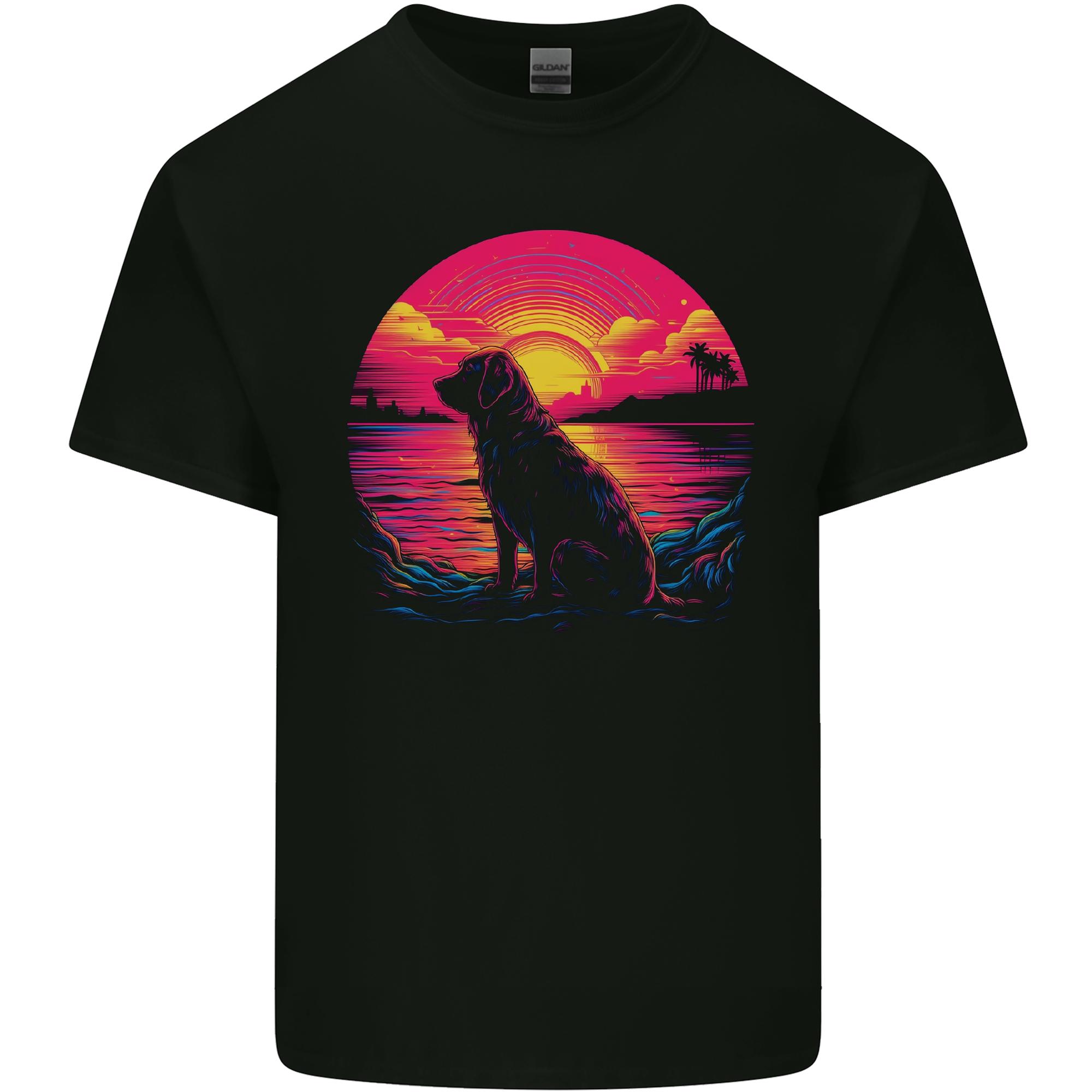 Retrowave Golden Retriever Dog Unisexs Light Cotton TShirt S