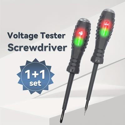 2pcs Multifunctional High Torque Colorful Light Screwdriver Magnetic Suction Head Electric Pen Test Zero Wire Fire Wire Slotted Head Phillips Head