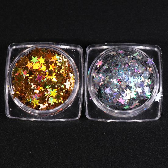 3mm Natural Women Laser Pentagram Paillette Nail Art Decor DIY Manicure Tool