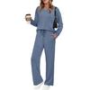 Tenues deux pièces pour femmes Décontractées Automne Tenues d'intérieur Sweatshirts Manches longues Col en V Pantalons larges Ensembles assortis