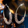 Charm Female Smll Rainbow Round Zircon Stone Hoop Earrings Fashion Gold Color Wedding Jewelry For Women