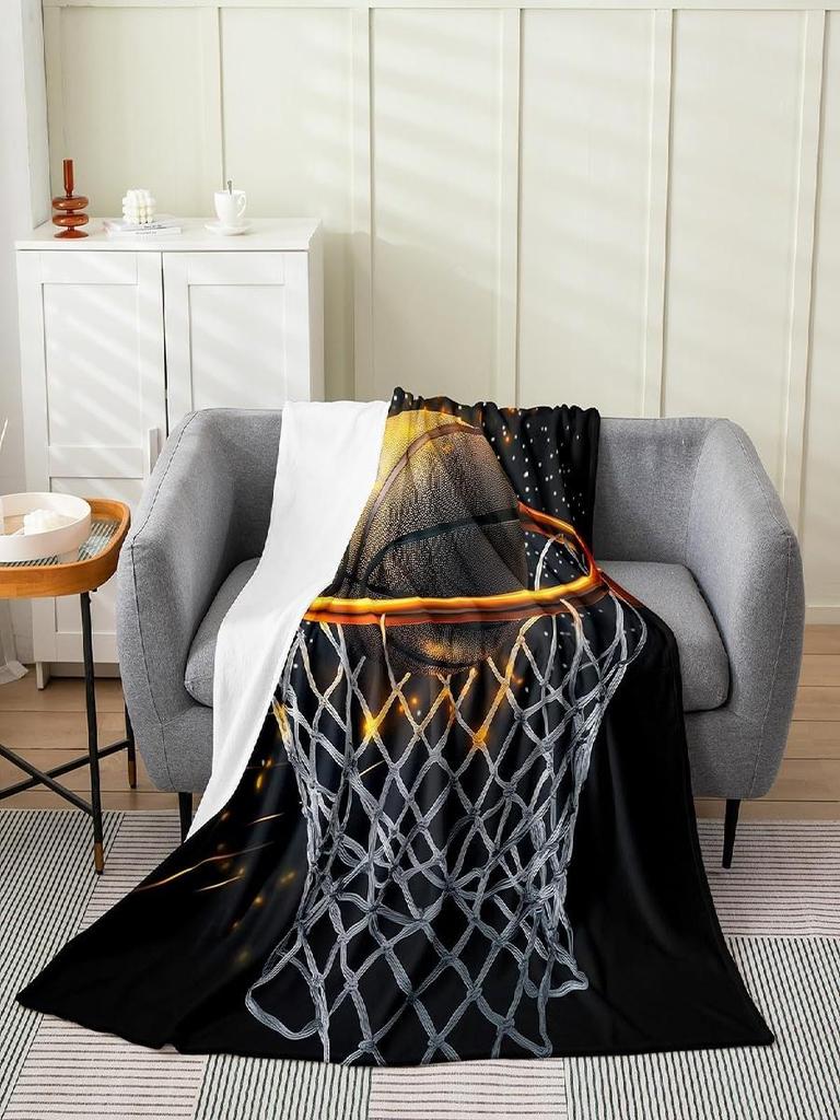 Manfei Sport-Themen-Kuscheldecke Perfekt für Bett, Couch oder Sofa Weiches, atmungsaktives Flanell mit Basketball-Design x Zoll Id