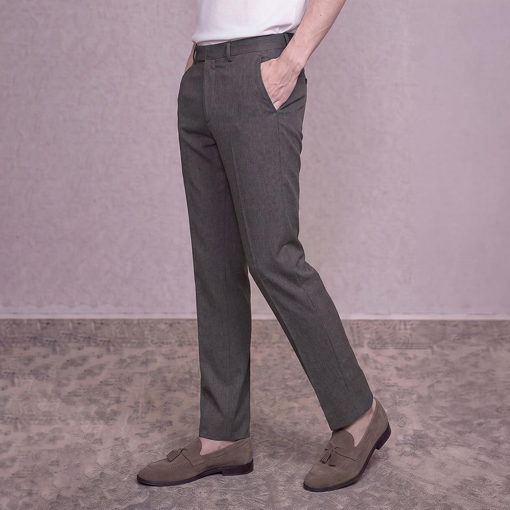 FERRAROMILANO Men'S Linen-Like Air Mesh Slacks Dark Beige (Asc720154)