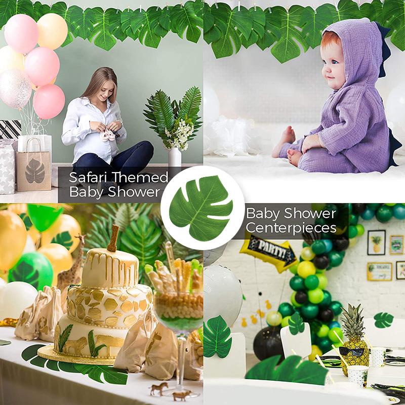 Tropical Palm Leaves Monstera Artificial Silk Turtle Leaf for Home Hawaiian Luau Beach Wedding Decoration Summer Party Supplies