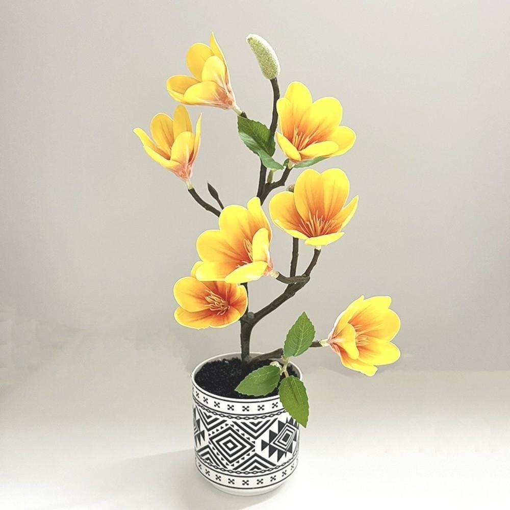 New Multi-Bloom Simulated Magnolia DIY Flower Pot Artificial Faux Plants Faux Flowers Plastic Fake Flower Home Decor