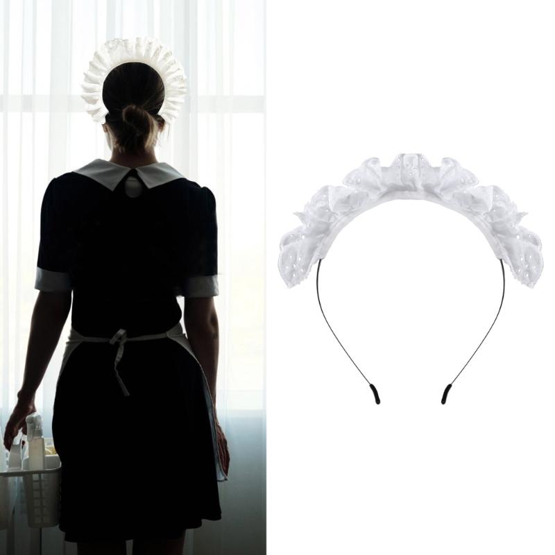 Dívčí skládané krajky s elegantním dutým vzorem, čelenka, bílá, make-up, mytí obličeje, vlasová ozdoba, cosplay, párty, čelenka