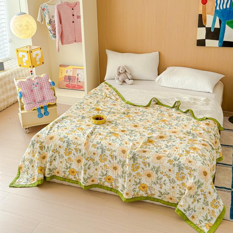 100% Cotton Blanket Breathable Towel for Kids Blankets Skin-friendly Plaid Nap Blankets Super Soft Bedsheet Travel Shawl