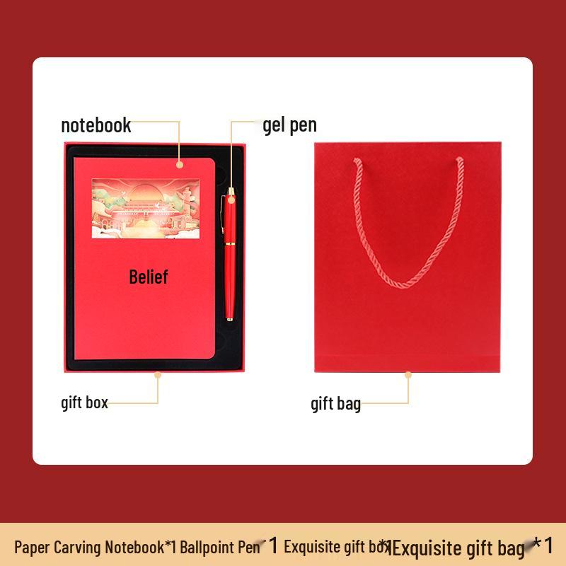 Creative Faith Carved Notebook Gift Set with Custom Logo A5 Thick Notepad Faith Hollowed-out Notebook Set