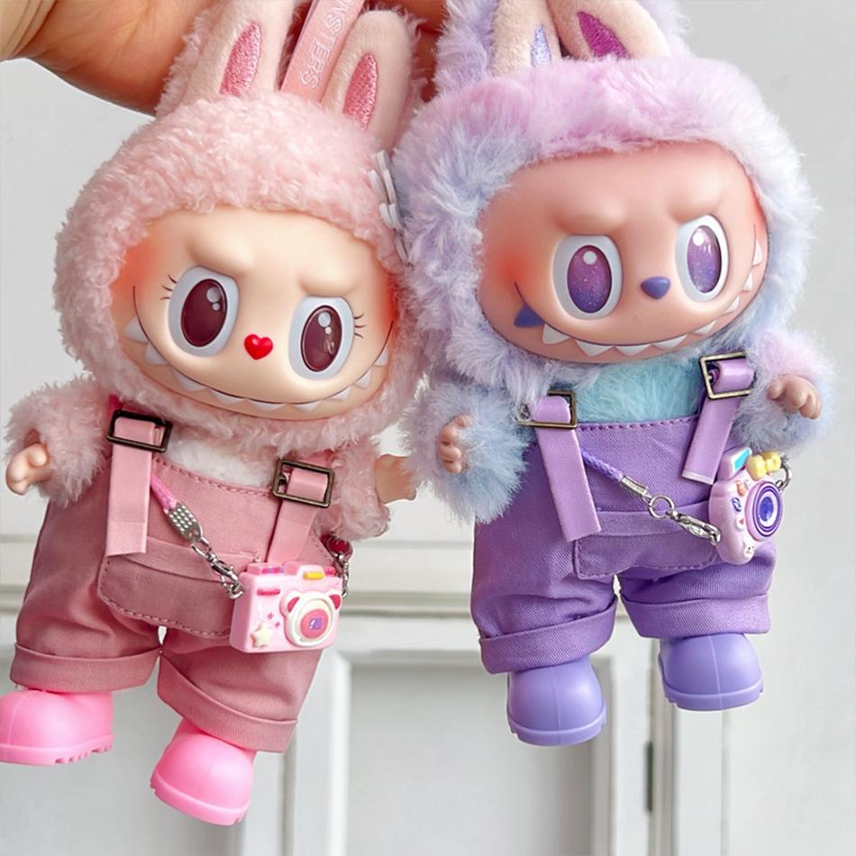 15/17Cm For Labubu Clothes Dolls Sitting Party 1St 2Nd 3Rd Headphones Overalls Shoes Set Apparel Accessories Lovely Outfit Gift