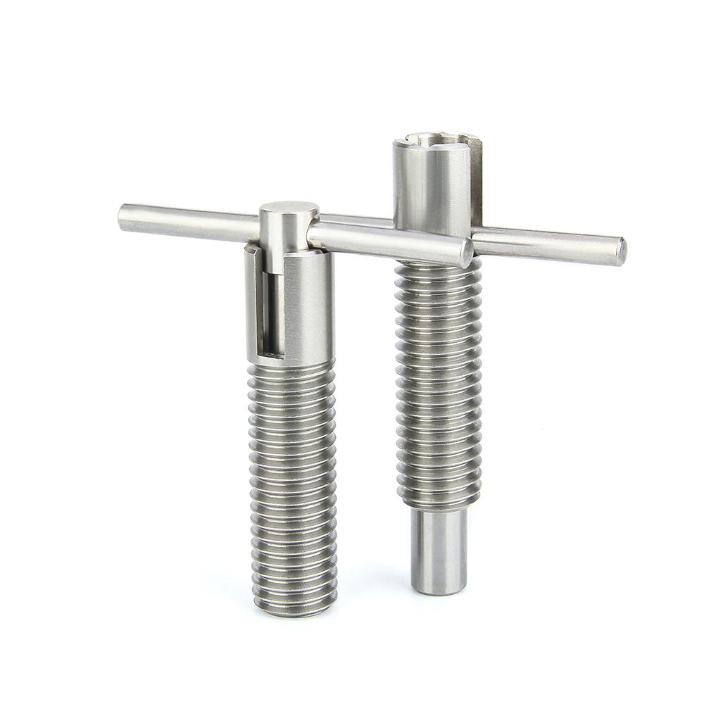T-Handle Retractable Stainless Steel Self-Locking Spring Pins Indexing Plungers M6/M8/M10/M12/M16 Coarse Thread
