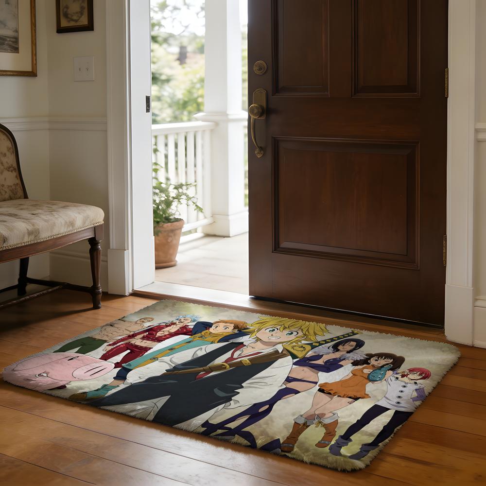 The SSeven DDeadly Sins Anime Floor Mat Soft Flannel Absorbent Mat Non-Slip Rug Home Bedroom Bathroom