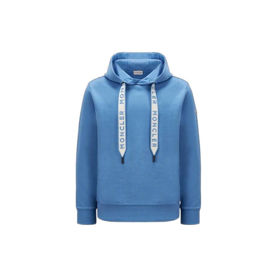 Moncler Monochrome Logo Patch Casual Hoodie Heren hoodies Blauw I10918G00023809KR722 L