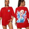 2026 Summer Frozen Elsa Pattern Tshirt Parentchild Suit Cotton Highquality Loose Short Sleeve Unisex Soft Tee Top
