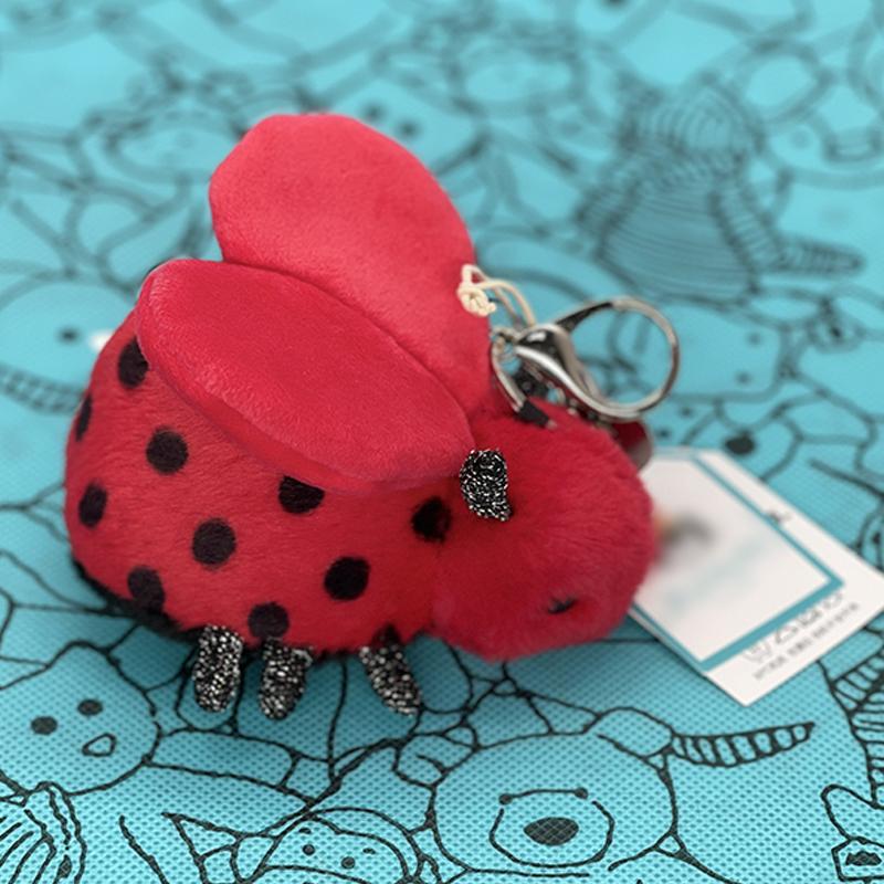 JC Red Ladybug Bag Charm Insect Keychain Pendant Includes a 20 cm x 27 cm Green Dust Bag With Tags Gift Tag Charm