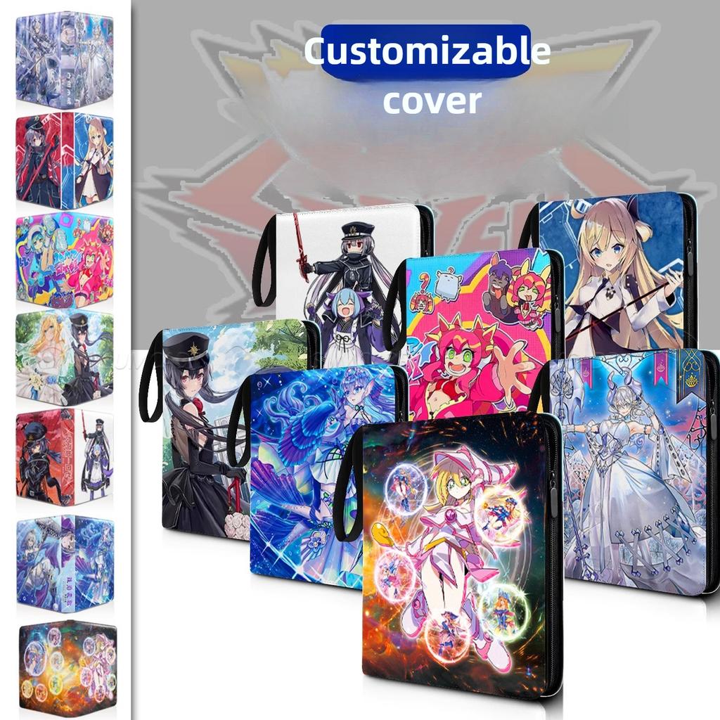 Custom Cover 500+ Capacity A4 Yu-Gi-Oh! Binder Premium PU Leather 9-Pocket Zippered Album TCG Organizer with Refillable Pages