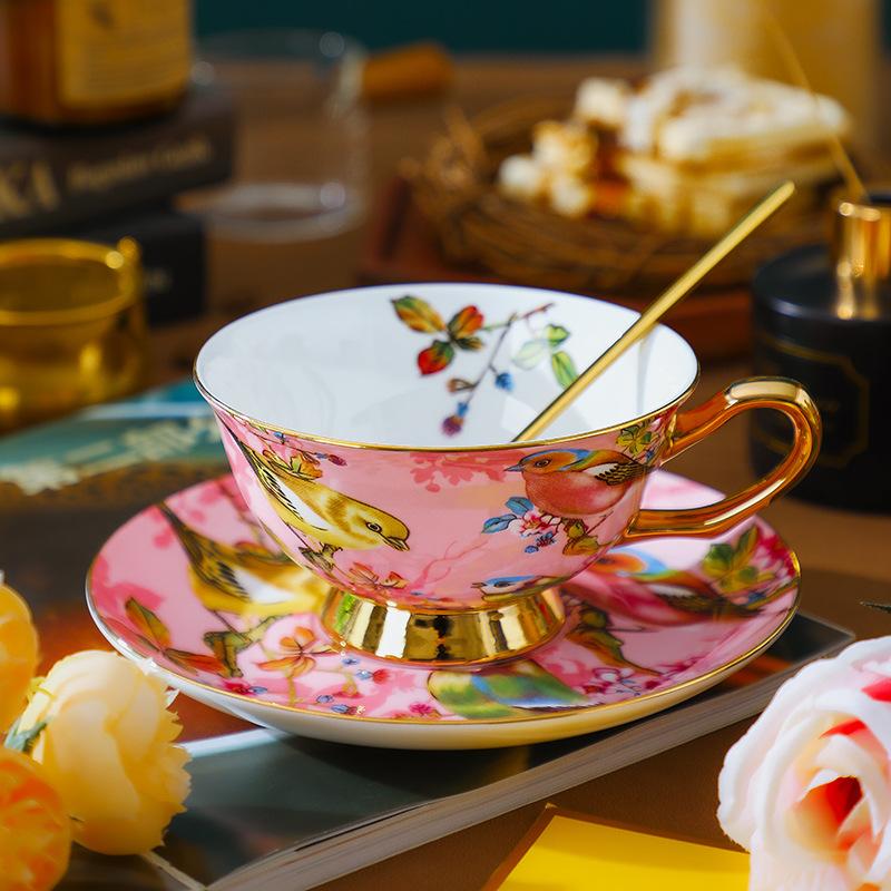 Kaffeetasse und Untertasse aus Bone China Keramik, Vintage englisches Nachmittagstee-Set, Geschenkbox-Set, Hochzeitsgeschenk