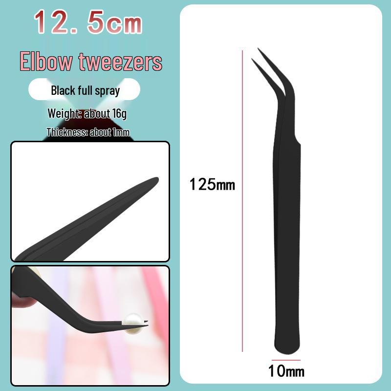 Colorful Stainless Steel Curved Tweezers for False Eyelashes and Planner Clips