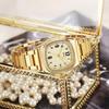 Square stainless steel small watch for daily date calendar mini gift for Mothers Day Gold women stylish, waterproof, rainproof, waterproof, display,