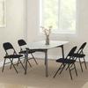 Set of 4 Folding Chairs with Padded Seat in Polyester and Steel Structure, Black