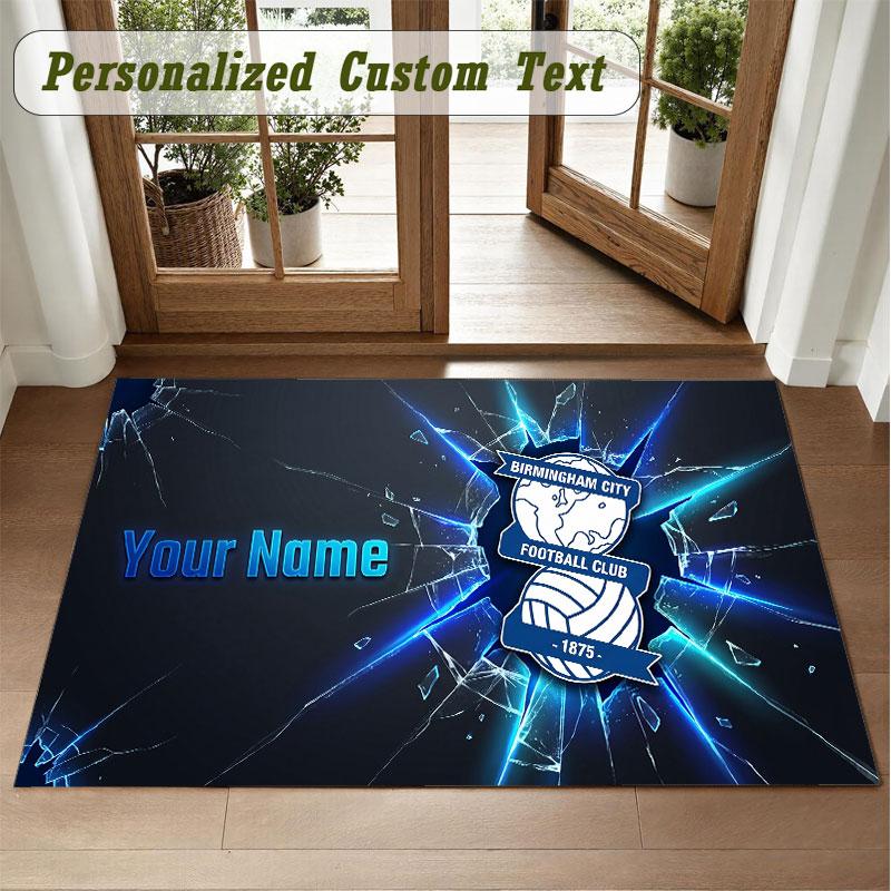 Crystal Velvet Square Rug Custom NameBIRMINGHAM CITY Pattern Non Slip Home Floor Decor Rug