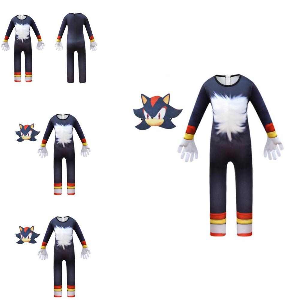 Supersonic Hedgehog Costume For Kids Anime Cosplay Jumpsuit With Mask And Gloves