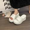 Internet celebrities thick-soled heel cool slippers women summer wear retro black high-heeled one-word drag fairy style sandals
