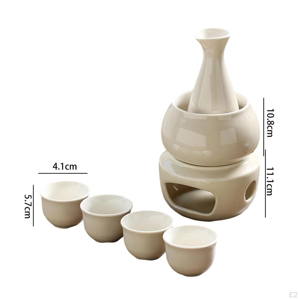 Ceramic Sake Set Cups with Warmer Porcelain Creative Sturdy Drinkware Warming Bowl Gift Durability
