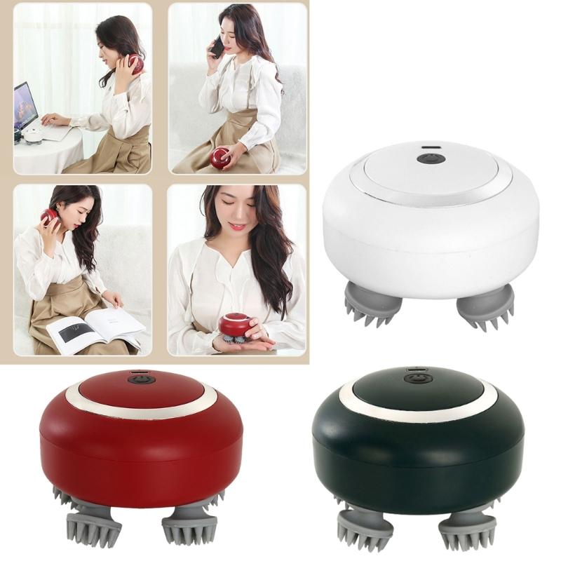 Scalp Massager Portable Electric Head Massager with 3 Massage Mode and 4 Massage Heads Handheld Head Massager for Body