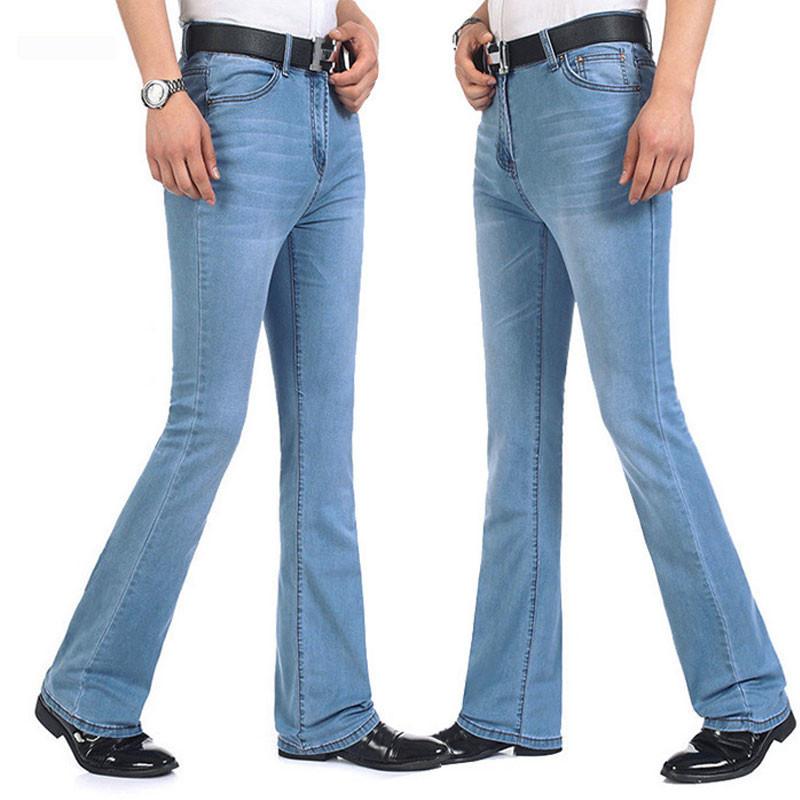 Men's Flared Jeans Men's Mid-Rise Stretch Slim Jeans