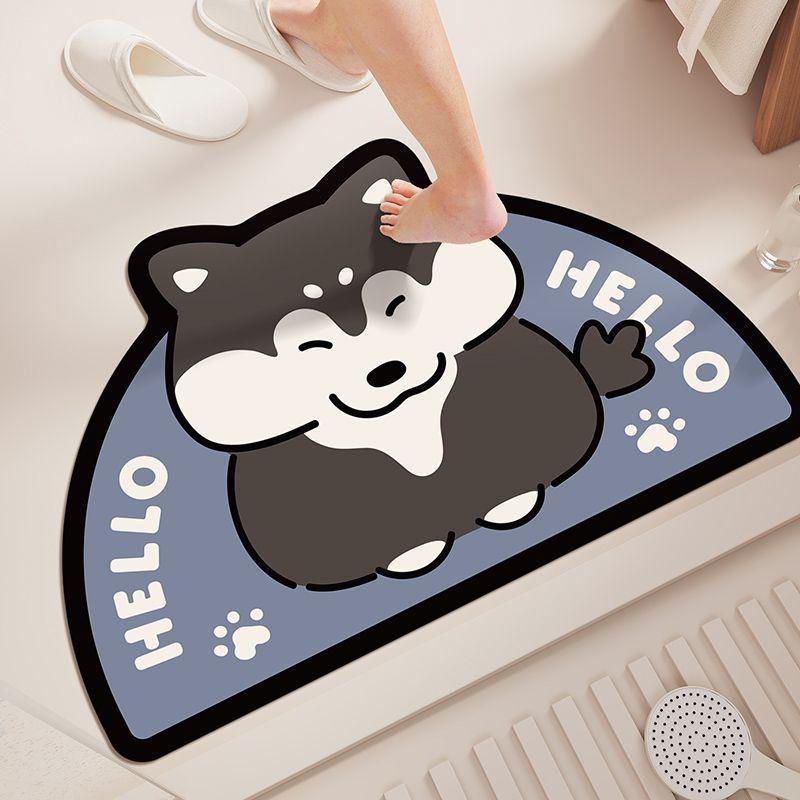 Diatom mud floor mat, bathroom absorbent quick drying foot mat, bathroom door anti slip and dirt resistant floor mat