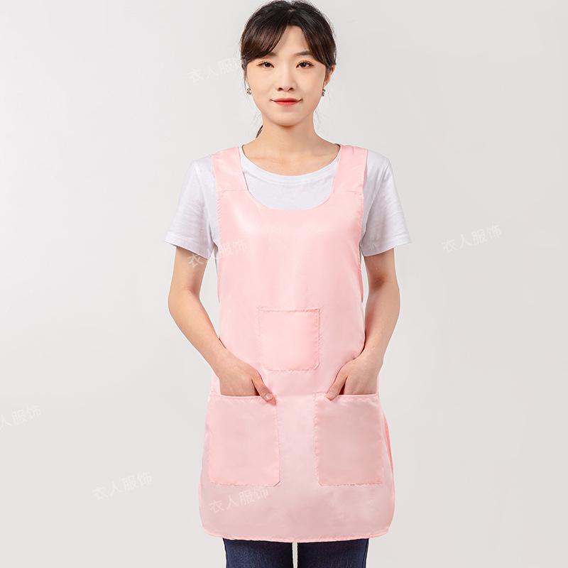 Women's Hair-Resistant, Stain-Proof Sleeveless Apron with Hat - Solid Color and Embroidered Design