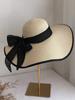 Women Oversized Brim Straw Hat With Black Bow Summer Sun Protection Beach Hat